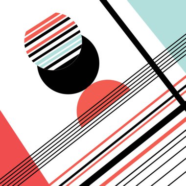 Geometrik nesnelerin soyut çok renkli arkaplanı. Bir web sitesi veya poster tasarımı için farklı geometrik şekillerden olağandışı bir soyutlama örneği