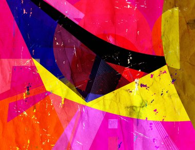 Parlak nesnelerle soyut geometrik suluboya arka plan. Web sitesi veya kapak için örnek tasarımı