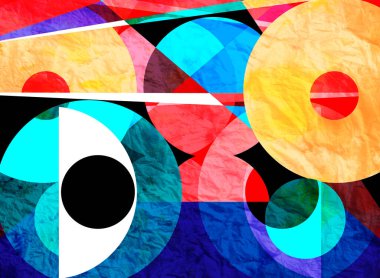 Parlak nesnelerle soyut geometrik suluboya arka plan. Web sitesi veya kapak için örnek tasarımı