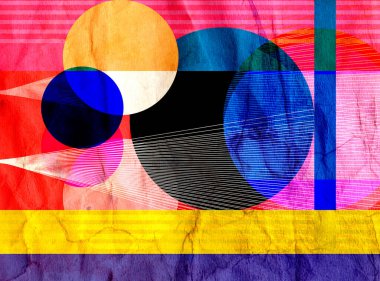 Geometrik nesnelerin soyut çok renkli arkaplanı