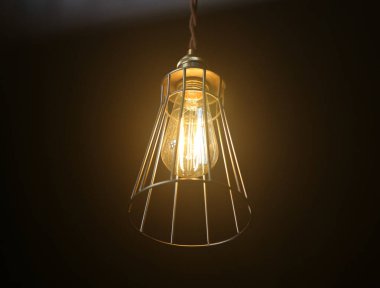 Arka plan ve reklam ışığı için karanlık bir odada parlak ampuller