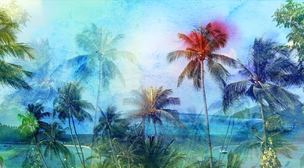 Красивые живописные ретро пальмы на заднем плане — стоковое фото
