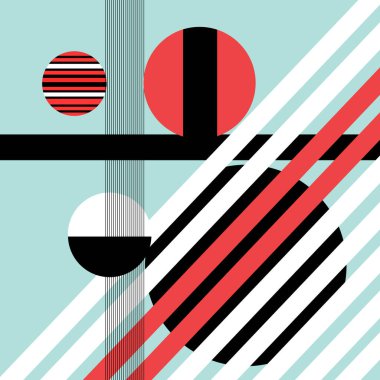 Geometrik nesnelerin soyut çok renkli arkaplanı. Bir web sitesi veya poster tasarımı için farklı geometrik şekillerden olağandışı bir soyutlama örneği