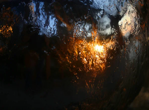 Sfondo Sfocato Acqua Nella Palla Fontana Tramonto — Foto Stock