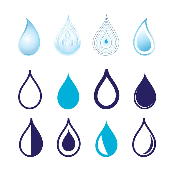 Establecer diferentes gráficos gotas de agua — Vector de stock