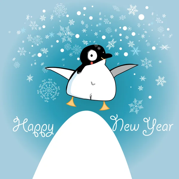 Christmas card with a penguin — Stock Vector