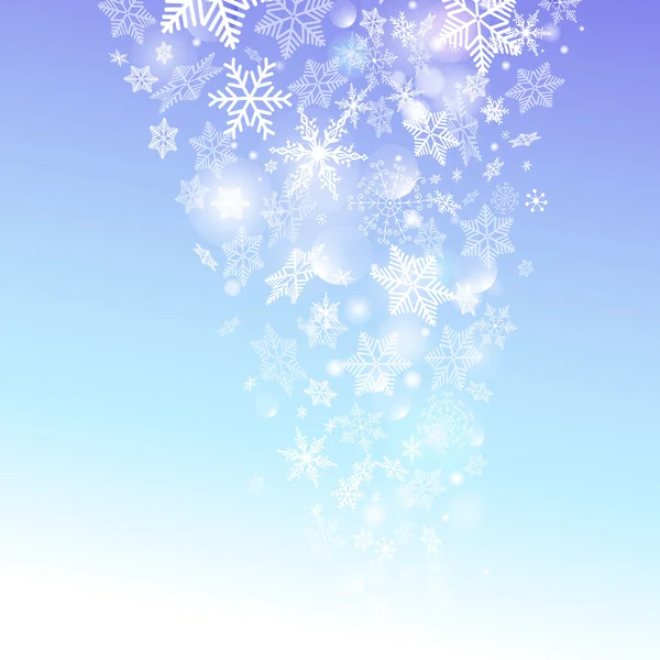 Fondo de invierno con copos de nieve — Vector de stock