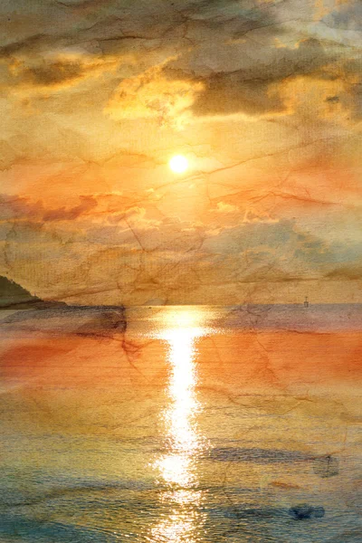Retro západ slunce na moři — Stock fotografie