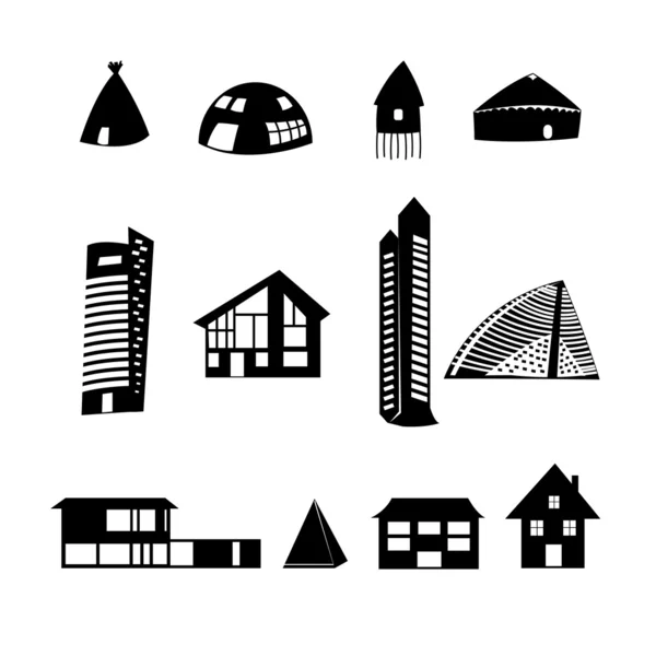 Conjunto de diferentes edificios — Vector de stock