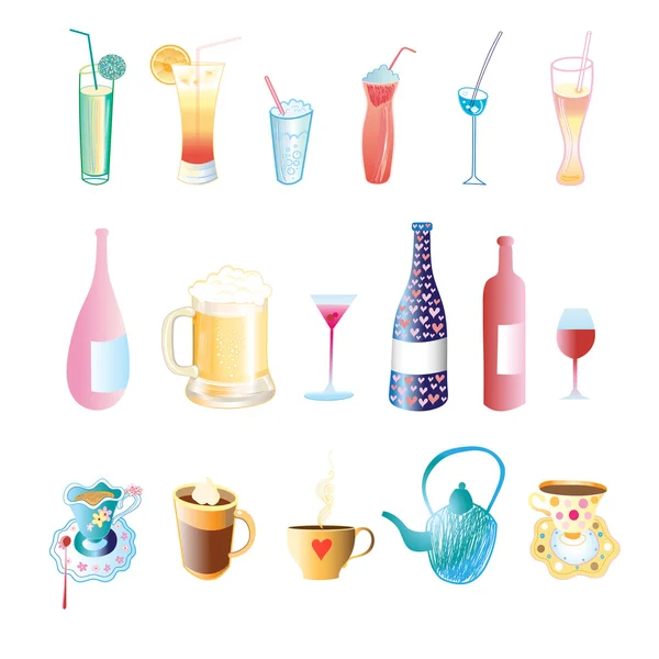 Different drinks — Stock Vector