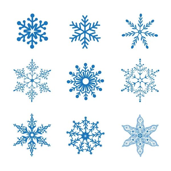 Set of blue snowflakes — Stock Vector