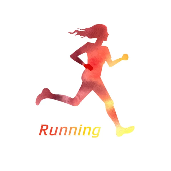 Correr silueta chica — Vector de stock