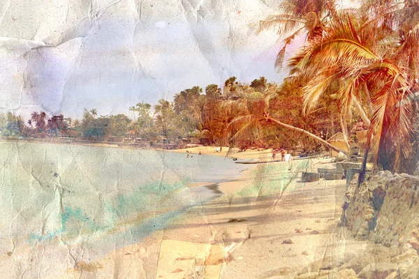 Retro praia aquarela tropical — Fotografia de Stock