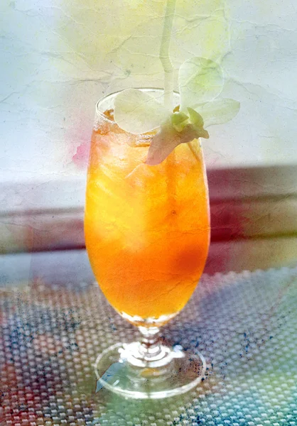 Retro watercolor fruit cocktail — Stock Photo, Image