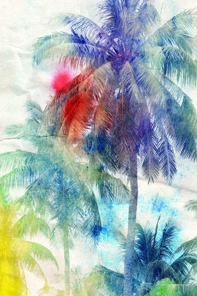 Watercolor silhouettes of palm trees — Stock Photo, Image