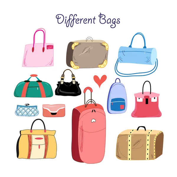 Ensemble de différents sacs — Image vectorielle