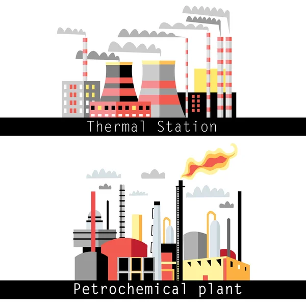 Usina petroquímica e termelétrica — Vetor de Stock