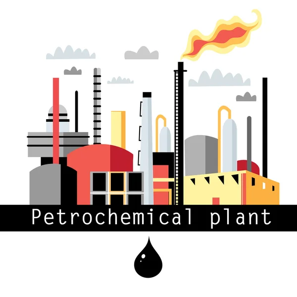 Illustration usine pétrochimique — Image vectorielle