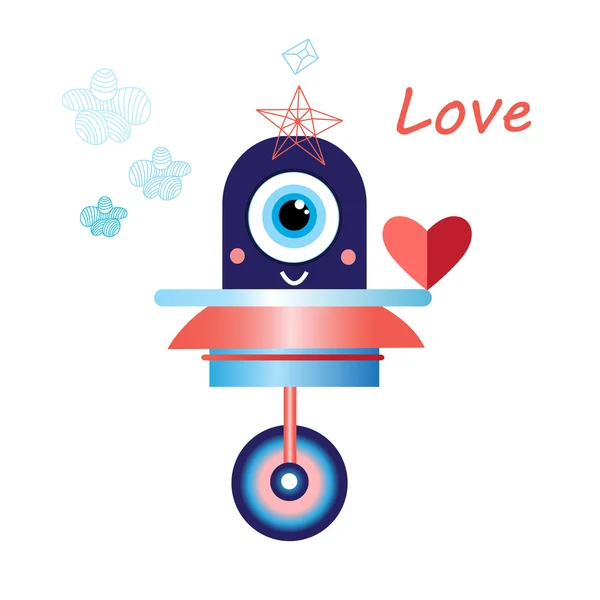 Robot in love funny — Stock Vector