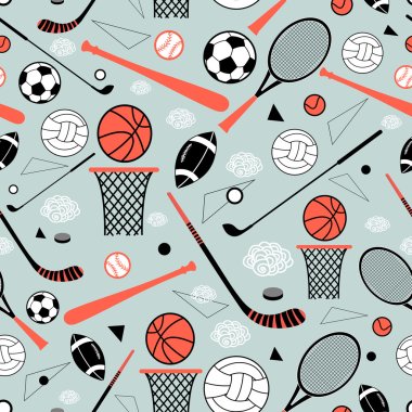 Pattern of sporting goods clipart