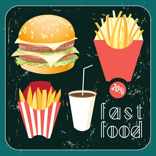 Cartel con comida comida rápida — Archivo Imágenes Vectoriales