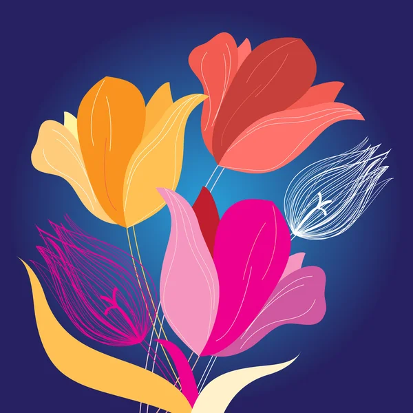 Beautiful bouquet of tulips — Stock Vector