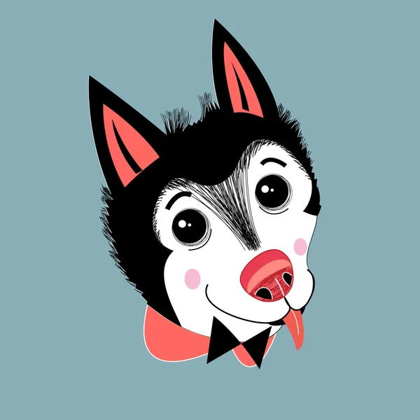 Egy kiskutya huskies portréja — Stock Vector