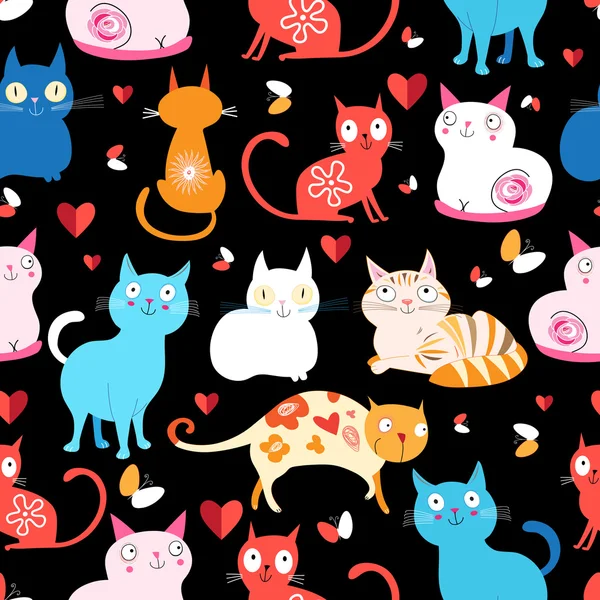 Pattern of different cats — Stock Vector