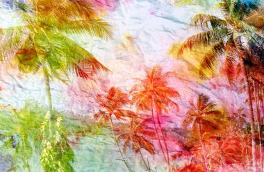 suluboya ve palmiye ağaçlarının silhouettes 