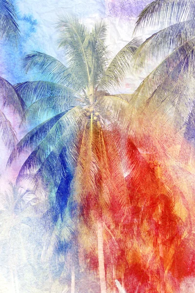 Aquarell-Silhouetten von Palmen — Stockfoto