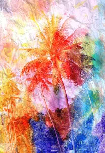 Silhuetas aquarela de palmeiras — Fotografia de Stock