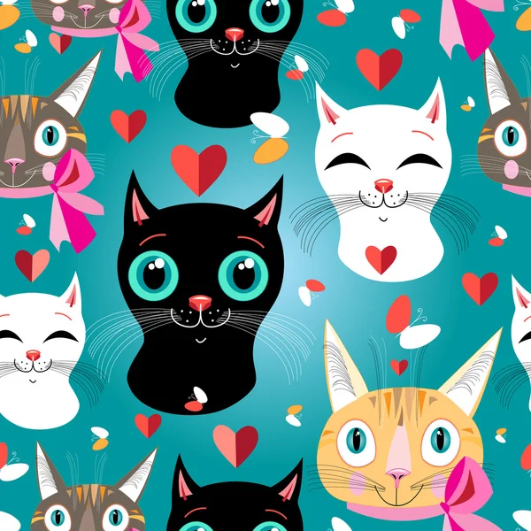 Patroon van portretten van katten — Stockvector