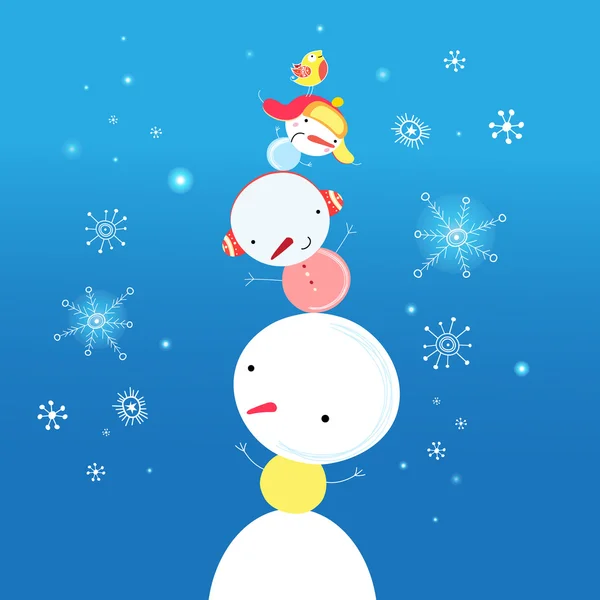 Muñeco de nieve divertido brillante — Vector de stock