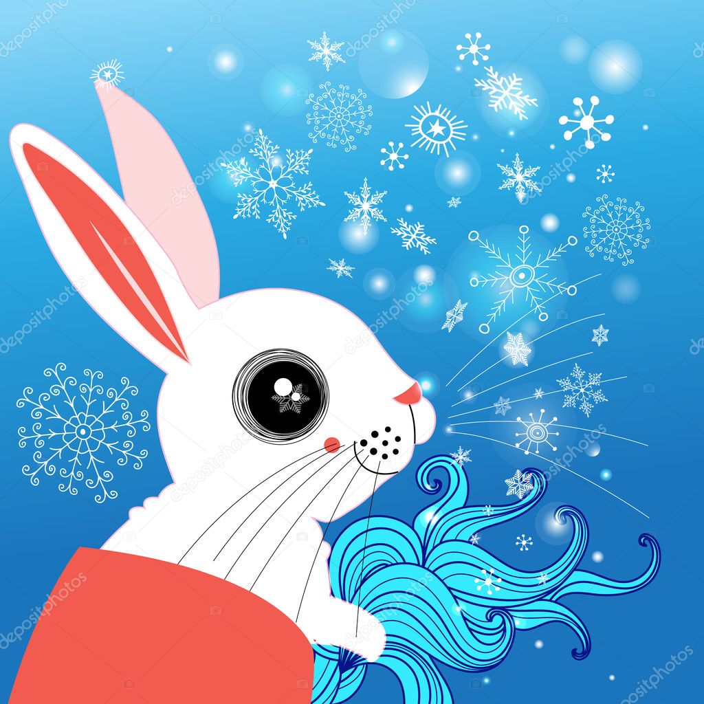 winter portrait of a hare