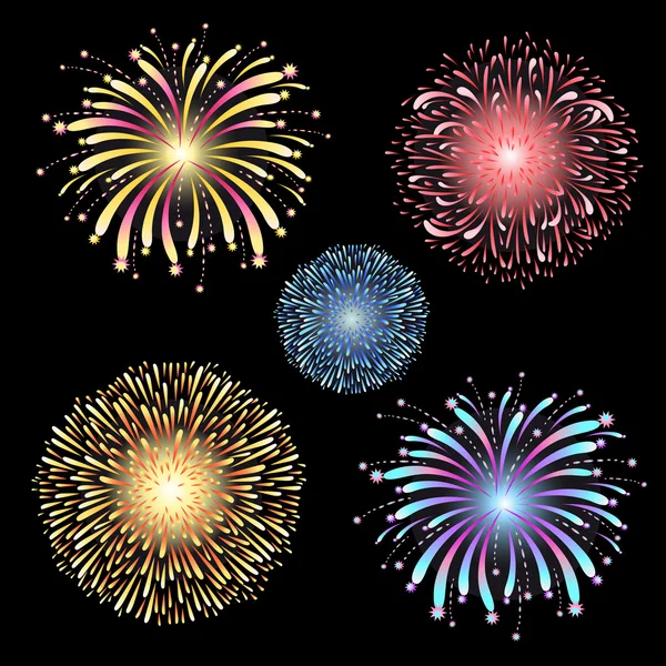 Conjunto vectorial de fuegos artificiales — Archivo Imágenes Vectoriales