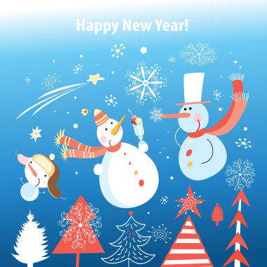 Kardan adamla Noel tebrik kartı.