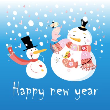 Kardan adamla Noel tebrik kartı.
