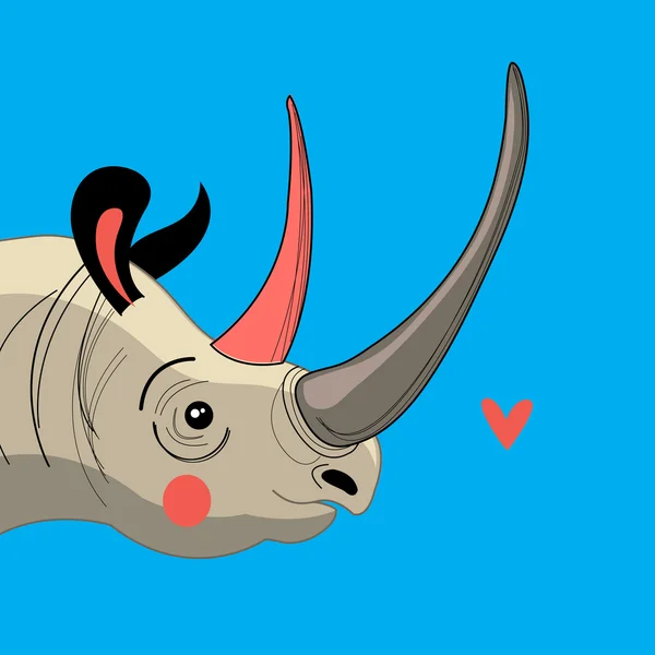 Portrait enamored rhino — Stock Vector