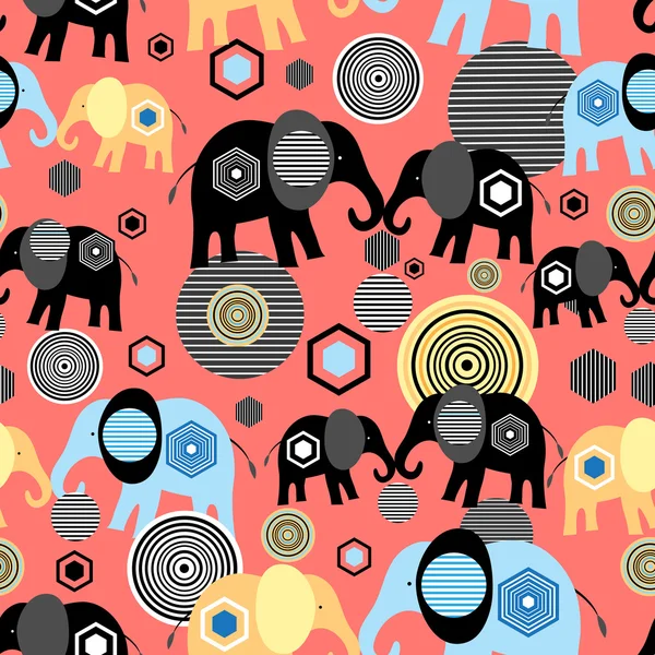 Valentijn patroon van olifanten — Stockvector