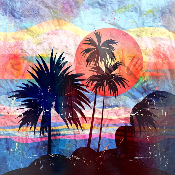 Tropische Landschaft mit Palmen — Stockfoto