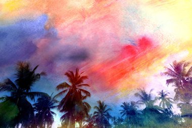 Beautiful watercolor palm trees   clipart