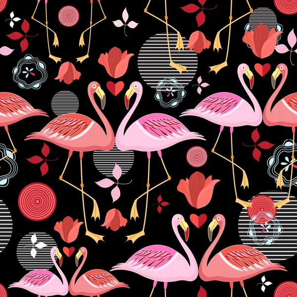 Vackert mönster älskare flamingos — Stock vektor