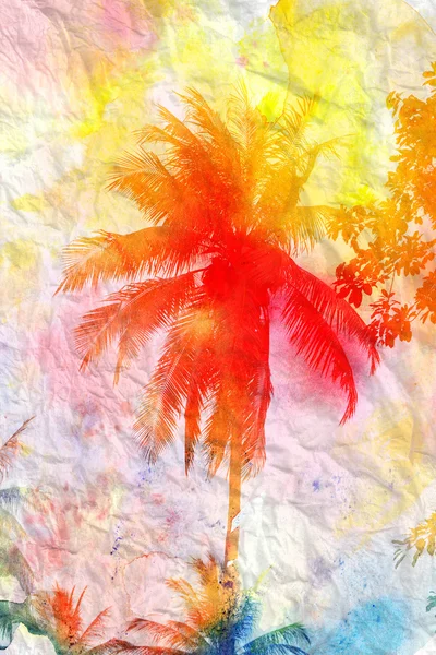 Beautiful watercolor palm trees — Stock Photo, Image