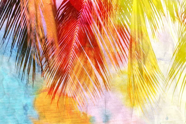 Watercolor palm leaf — Stock Photo, Image