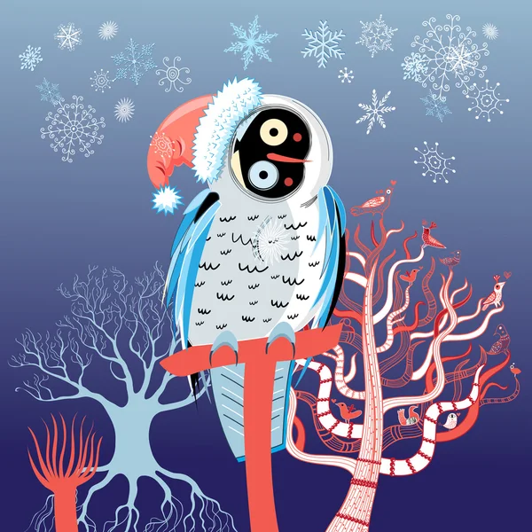 Christmas owl — Stock Vector