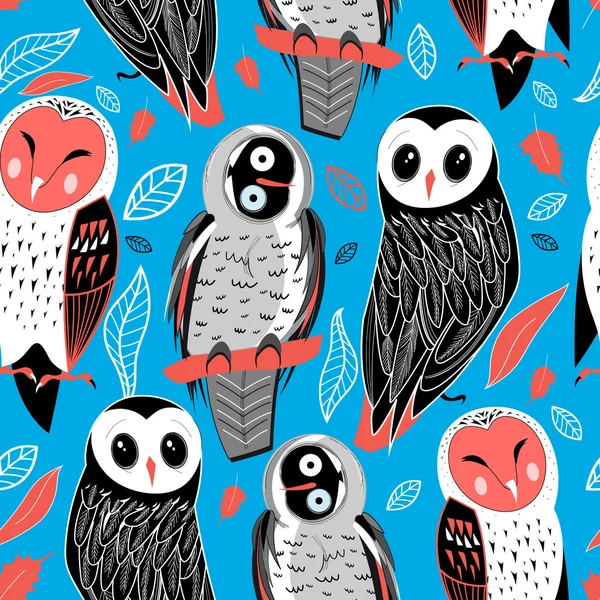 Pattern of owls — Stock Vector