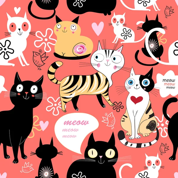 Pattern in love with a cat — Stock Vector