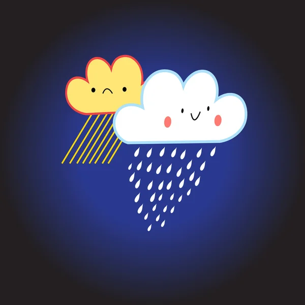 Nuage souriant avec pluie et neige — Image vectorielle