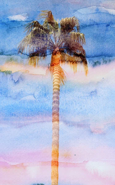 Nádherný akvarel palmy — Stock fotografie