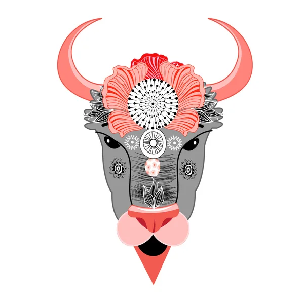 Bison met ornament — Stockvector